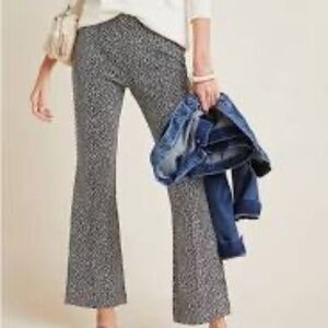 Anthropologie The Essential Crop Flare Pant in Black & White Leopard Print, Med